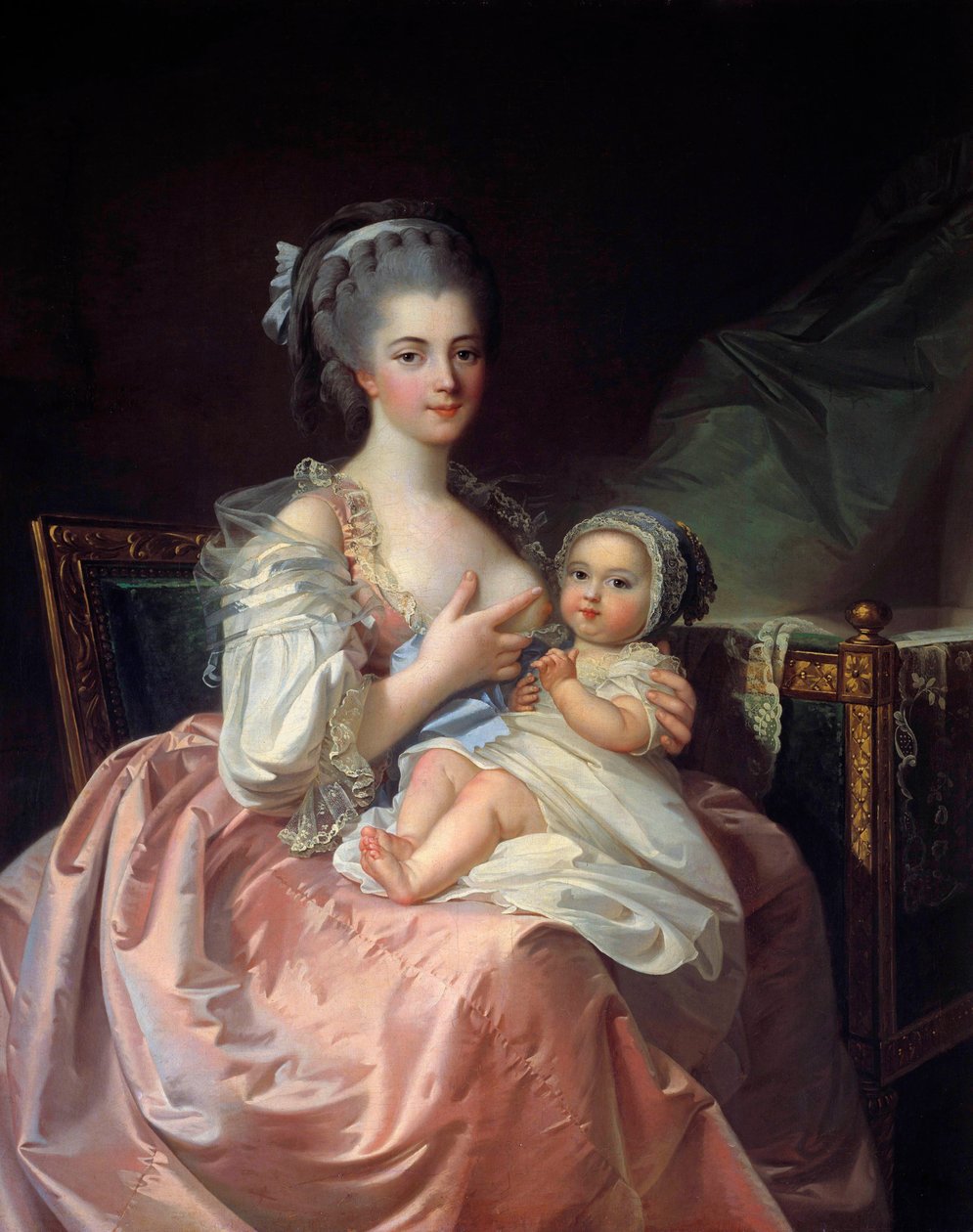 Matka karmiąca dziecko Obraz Jeana Laurenta Mosniera (1743-1808) XVIII wiek. Macon, Muzeum Sztuk Pięknych autorstwa Jean Laurent Mosnier