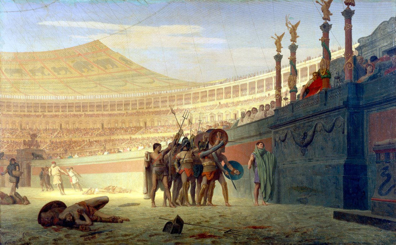 Witaj Cezarze! Pozdrawiamy Was, którzy niedługo umrzemy, XIX wiek autorstwa Jean Leon Gerome