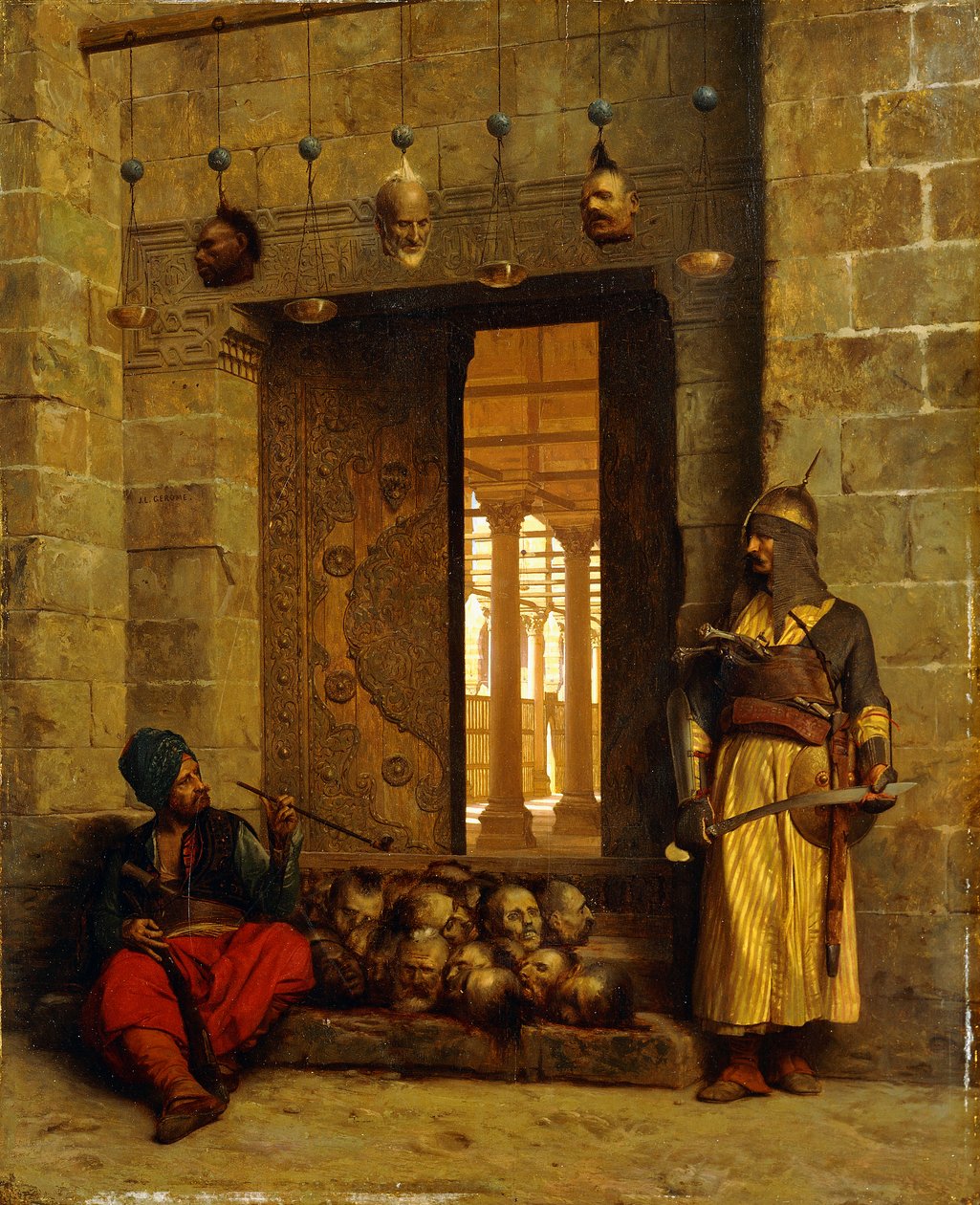 Szefowie Rebel Beys w meczecie-El Assaneyn, 1866 autorstwa Jean Leon Gerome