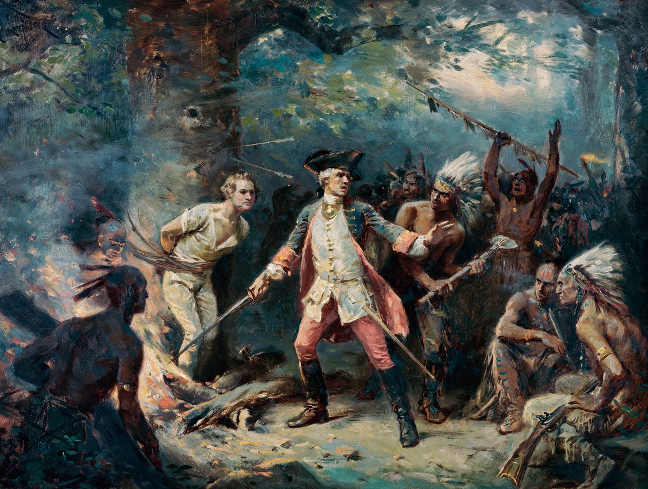 Uratowanie majora Israela Putnama (1718-1790), więźnia Indian - Obraz autorstwa Jeana Leona Gerome