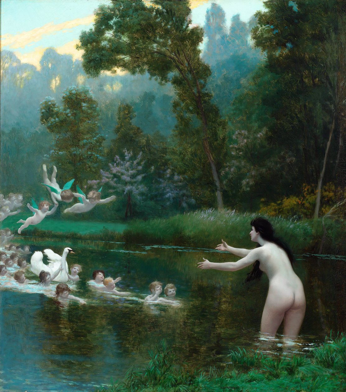Leda i łabędź autorstwa Jean Leon Gerome