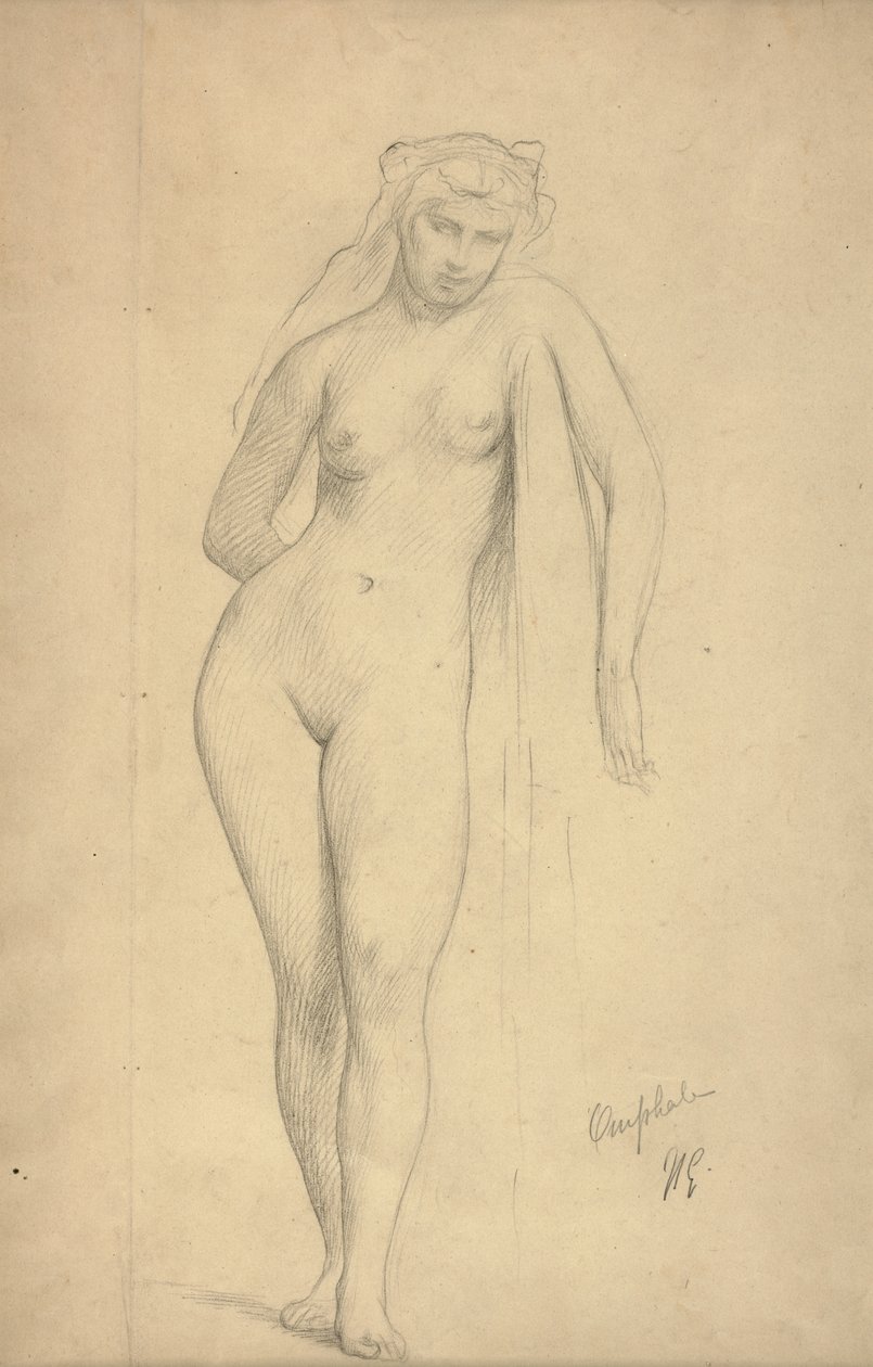 Omphale, ok.1887 (grafit na papierze) autorstwa Jean Leon Gerome
