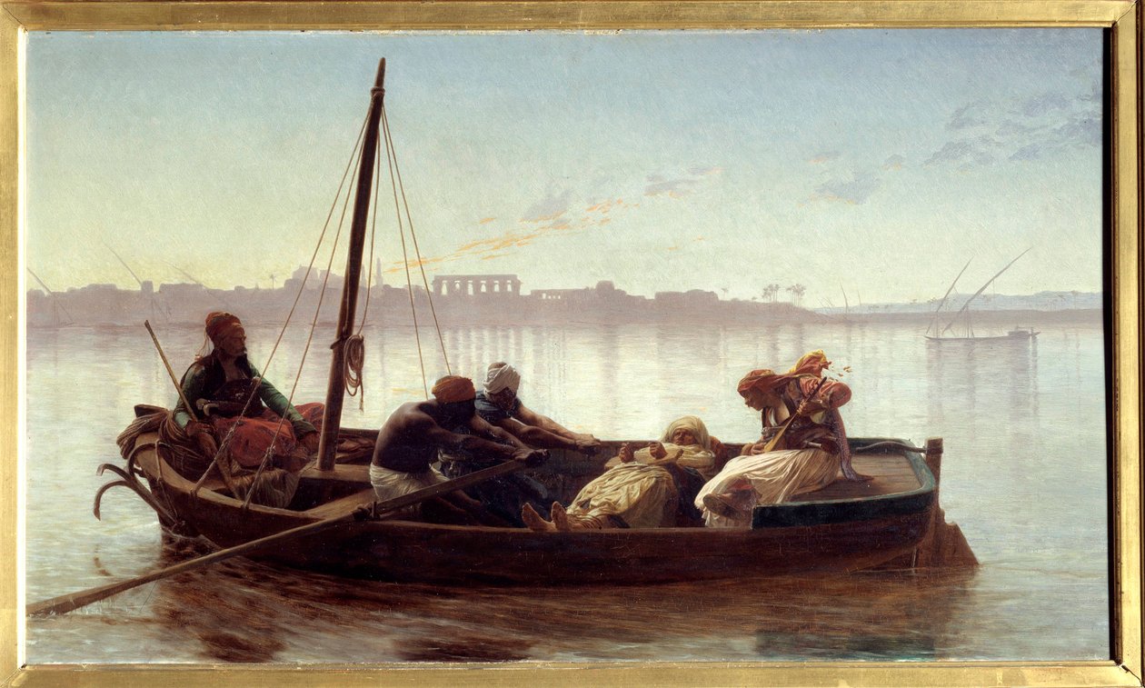 Więzień Więzień przewożony łodzią przez egipskich marynarzy na Nilu. Obraz Jean Leon Gerome (1824-1904) 1861 Nd. 0,45x0,78 m Nantes, Musee des Beaux Arts autorstwa Jean Leon Gerome
