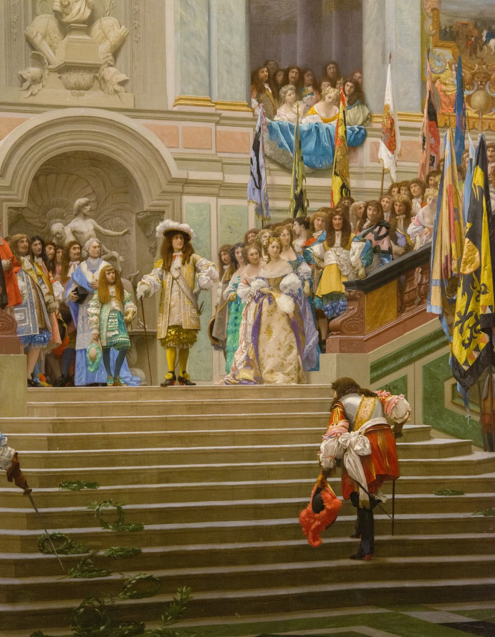 Przyjęcie Ludwika 2 de Bourbon Conde powiedziało Wielki Conde przez króla Ludwika 14 a Wersal w 1674 r. autorstwa Jean Leon Gerome