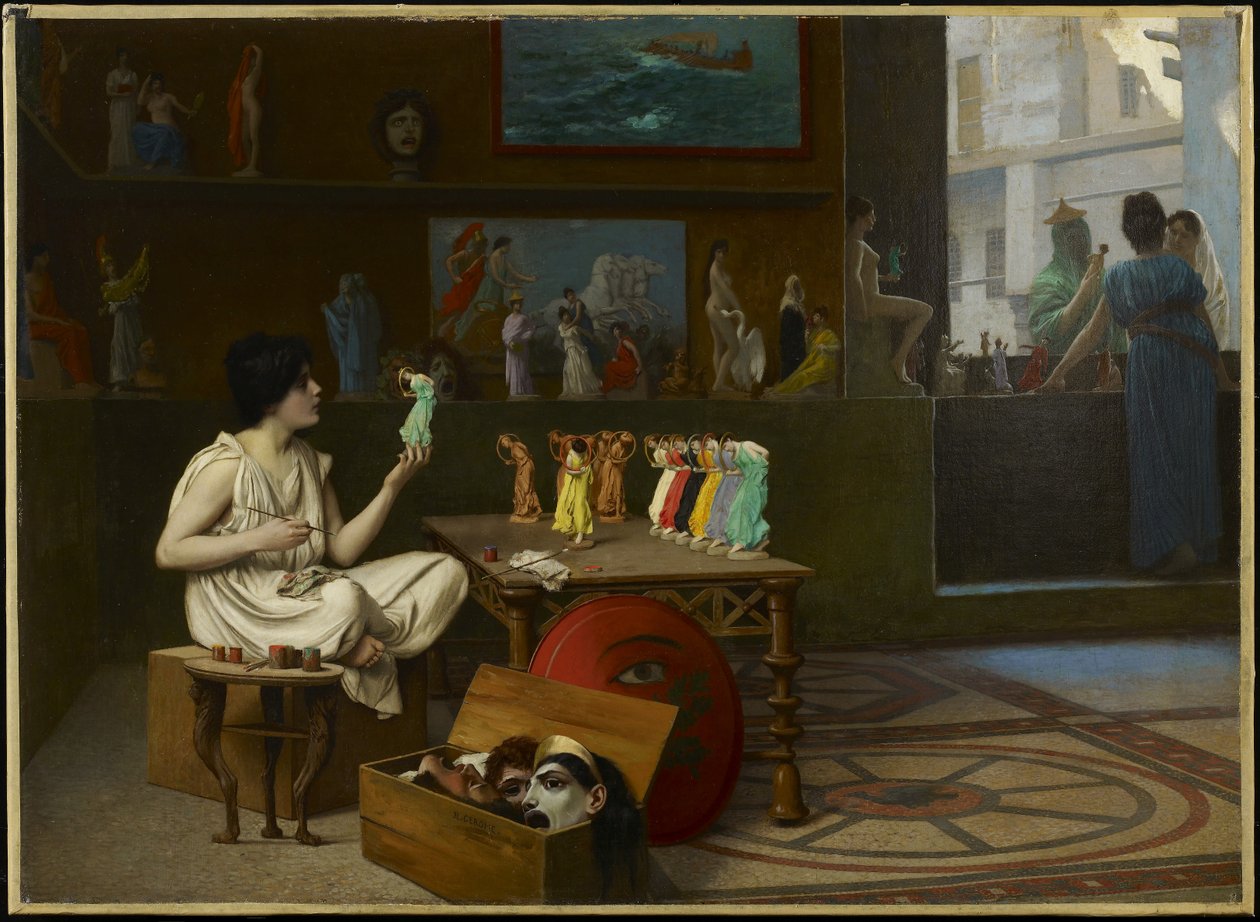 Malarz antycznej ceramiki: Rzeźba tchnie życie w malarstwo, 1893 autorstwa Jean Leon Gerome