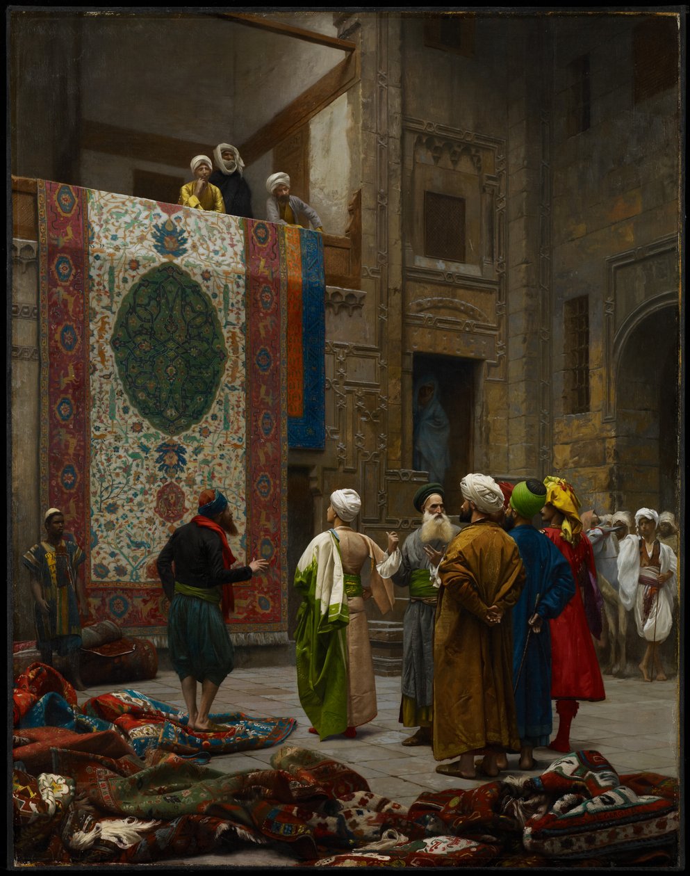 Kupiec dywanów, ok.1887 (olej na płótnie) autorstwa Jean Leon Gerome