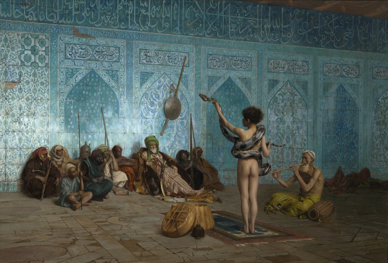 Zaklinacz węży, ok. 1879 r. autorstwa Jean Leon Gerome