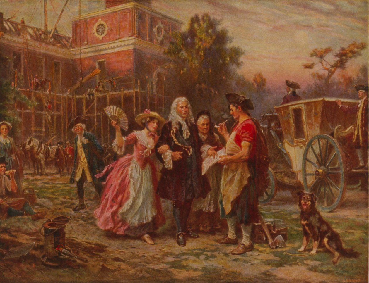 Budowa kolebki wolności, ok. 1930 autorstwa Jean Leon Gerome Ferris