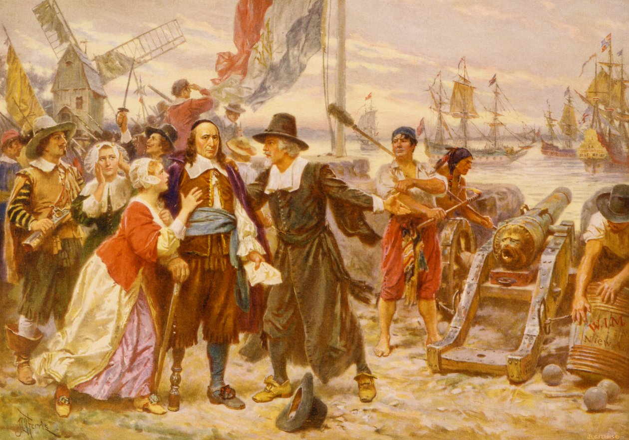 Upadek Nowego Amsterdamu, ok. 1930 (odbitka fotomechaniczna) autorstwa Jean Leon Gerome Ferris
