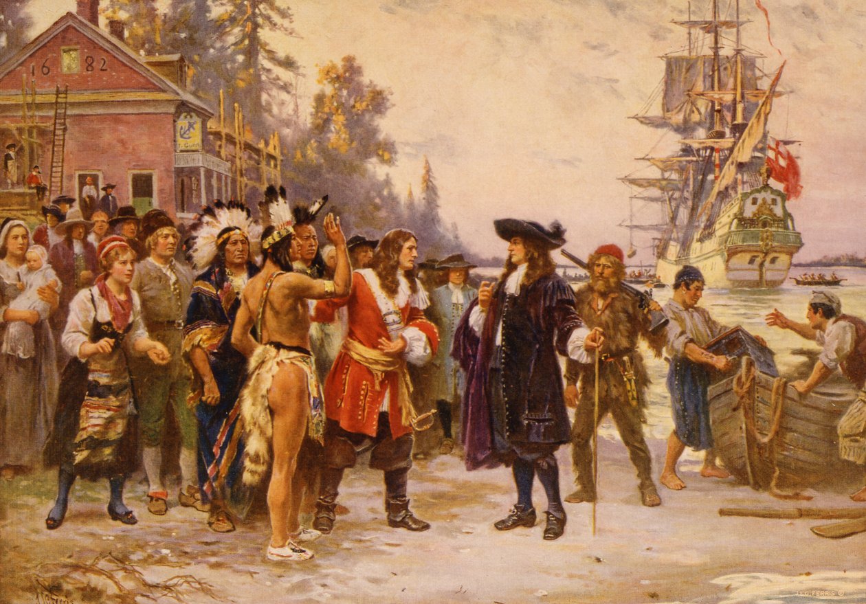 Lądowanie Williama Penna, ok. 1930 autorstwa Jean Leon Gerome Ferris