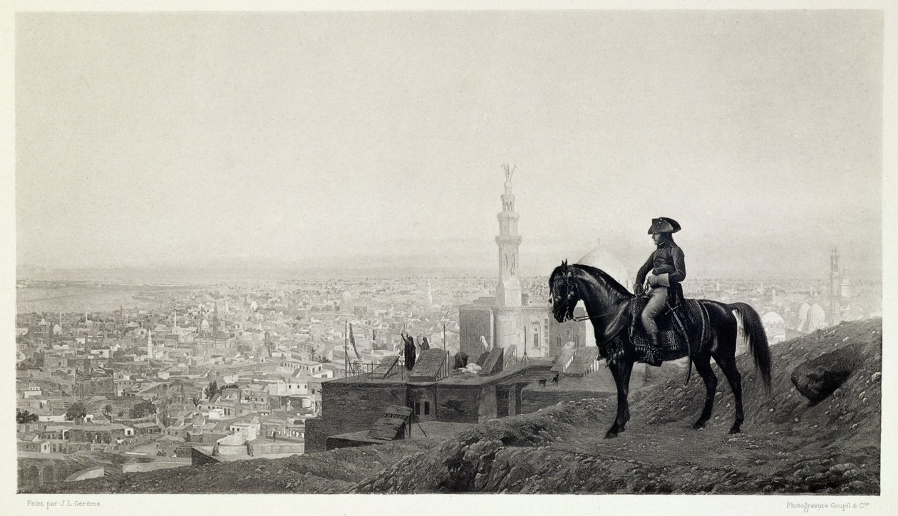 Generał Bonaparte w Kairze, ze zbioru dzieł Jean-Leon Gerome w 100 fotograwiurach, 1881 (fotograwiura) autorstwa Jean Leon after Gerome