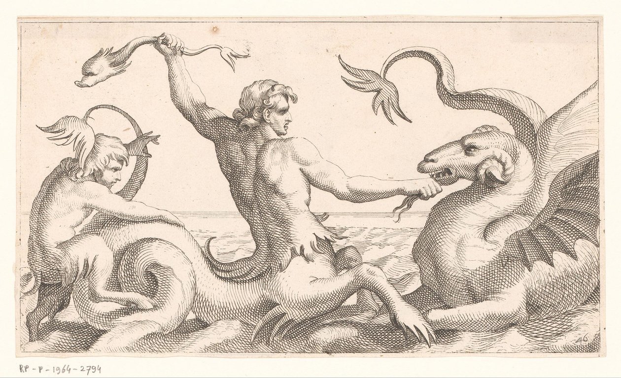 Triton walczący z morskim potworem autorstwa Jean Lepautre (attributed to)