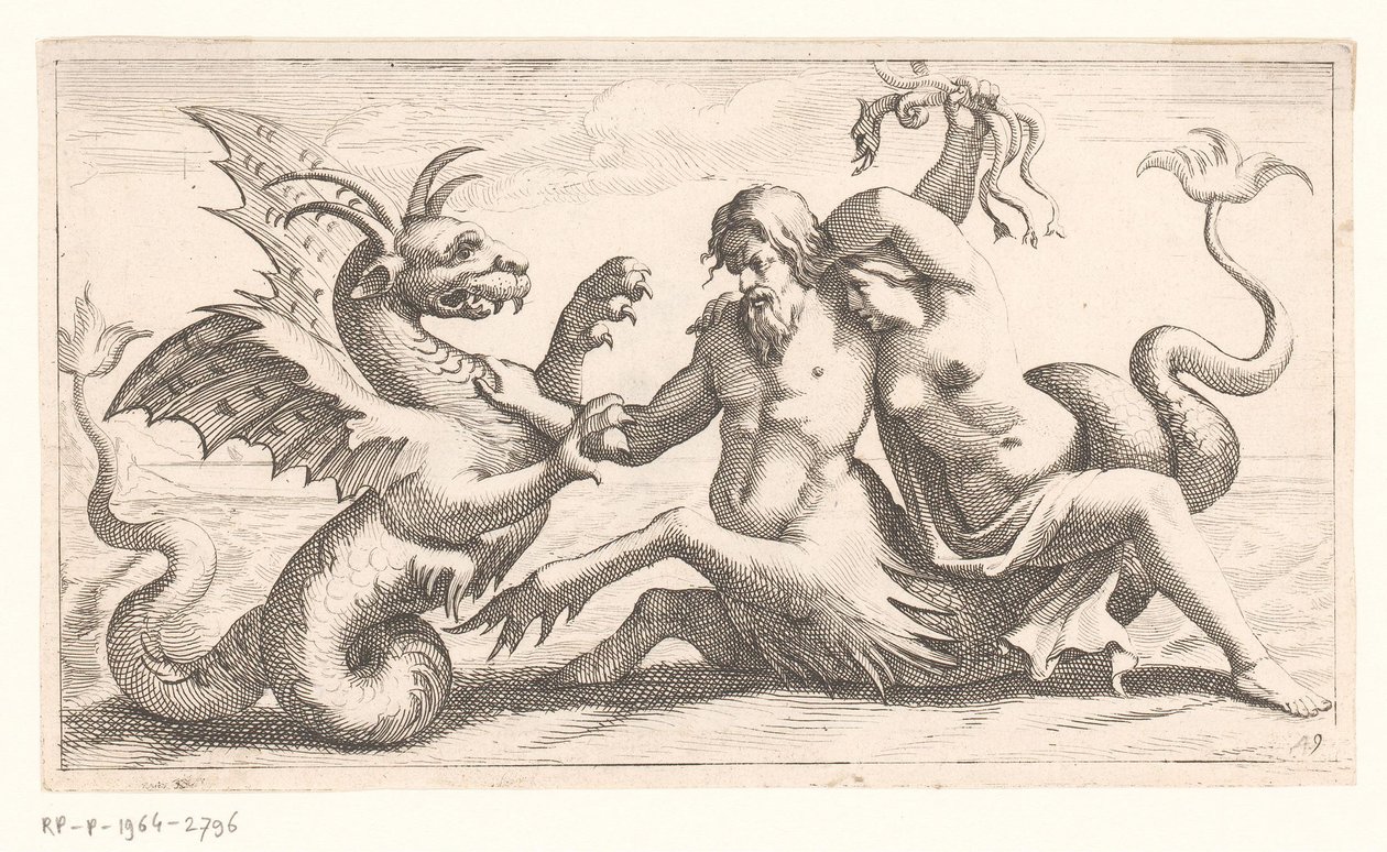 Tryton z kobietą walczącą z morskim potworem autorstwa Jean Lepautre (attributed to)
