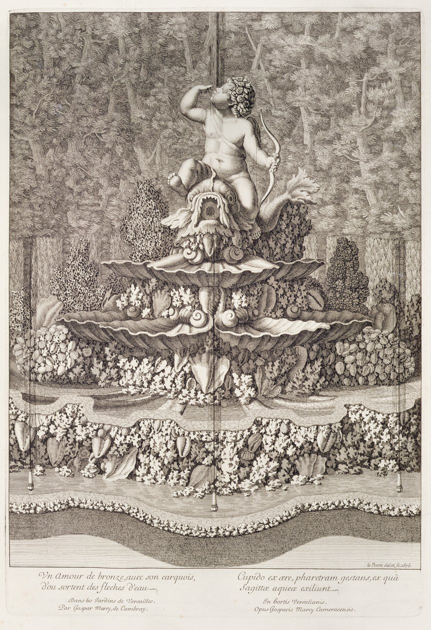Fontanna z kupidynem autorstwa Gaspara Marcy w Wersalu, 1676 autorstwa Jean Lepautre