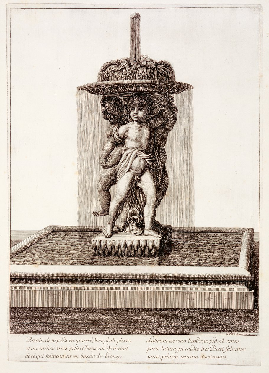 Fontanna z trzema pozłacanymi tancerzami w Wersalu, 1672 autorstwa Jean Lepautre