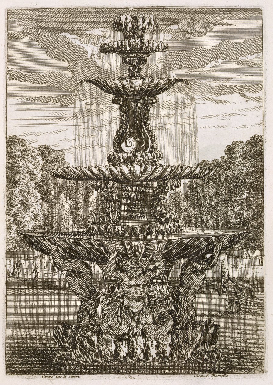 Talerz z fontann i dysz wodnych w stylu włoskim, 1661 autorstwa Jean Lepautre
