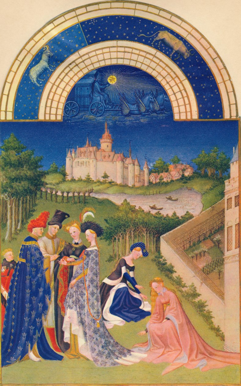 Kwiecień - Château de Dourdan, XV wiek, 1939. autorstwa Jean Limbourg