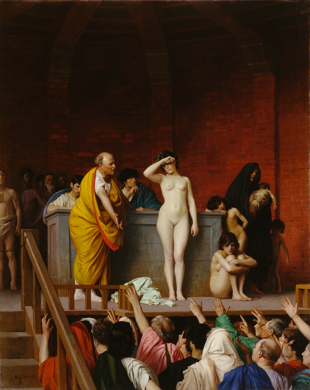 Rynek niewolników w starożytnym Rzymie autorstwa Jean Leon Gerome