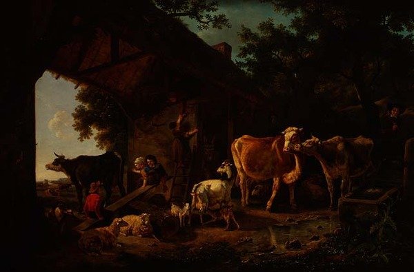 Zwierzęta wychodzące ze stodoły autorstwa Jean Louis De Marne