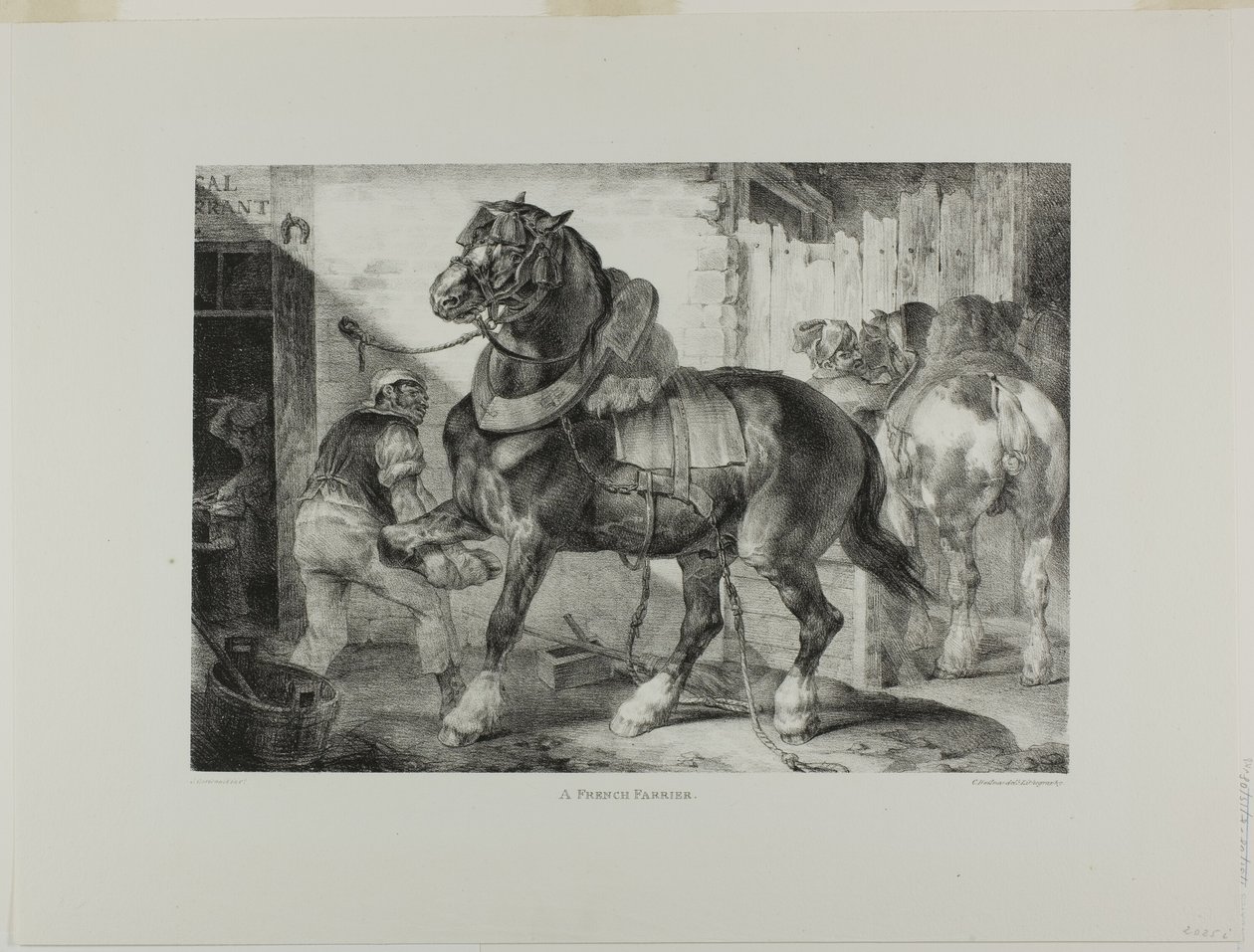 Francuski kowal, płyta 12 z różnych tematów narysowanych z życia i na kamieniu (The English Suite) autorstwa Jean Louis André Théodore Géricault