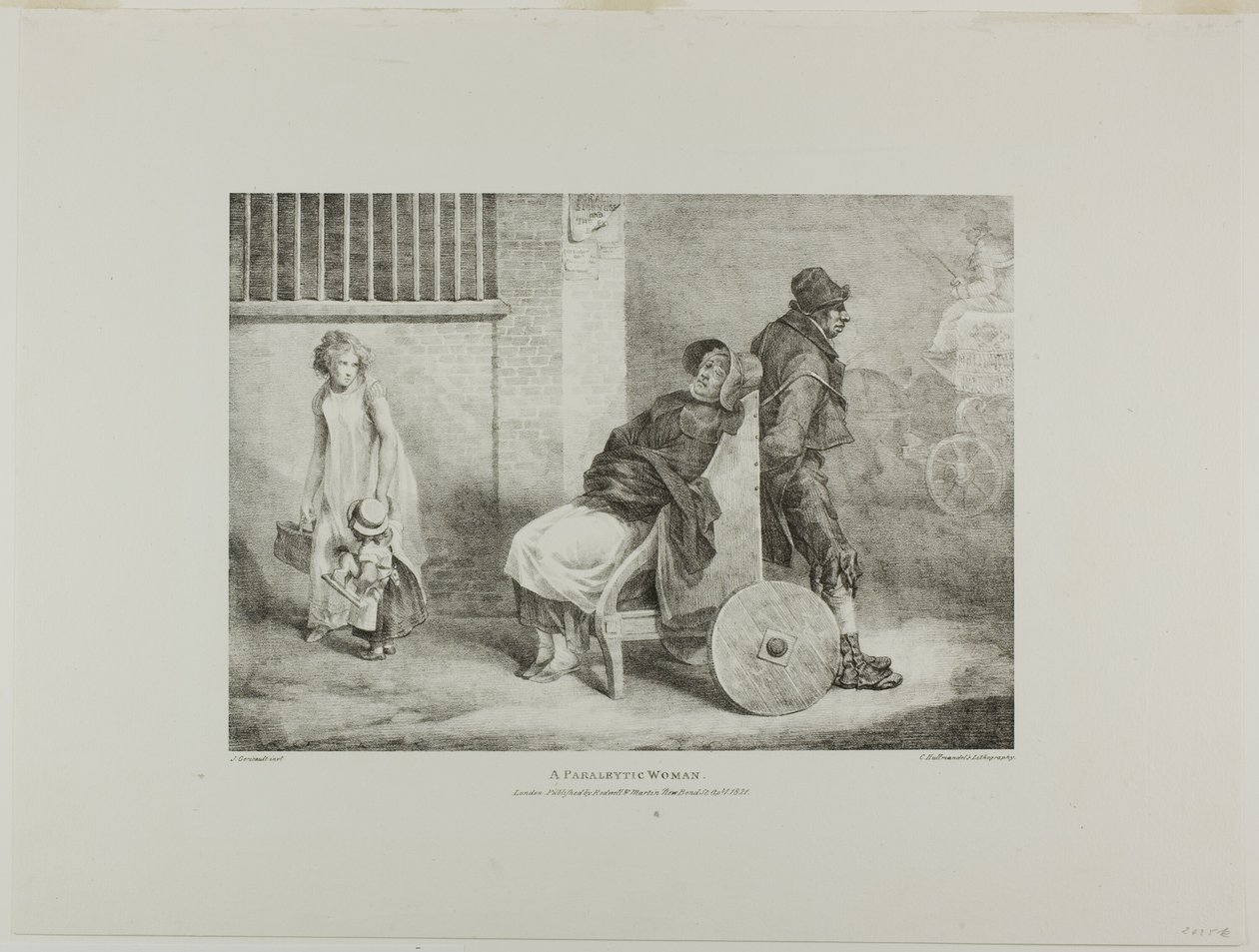 Kobieta paralityczna, talerz 9 z różnych tematów narysowanych z życia i na kamieniu (The English Suite) autorstwa Jean Louis André Théodore Géricault