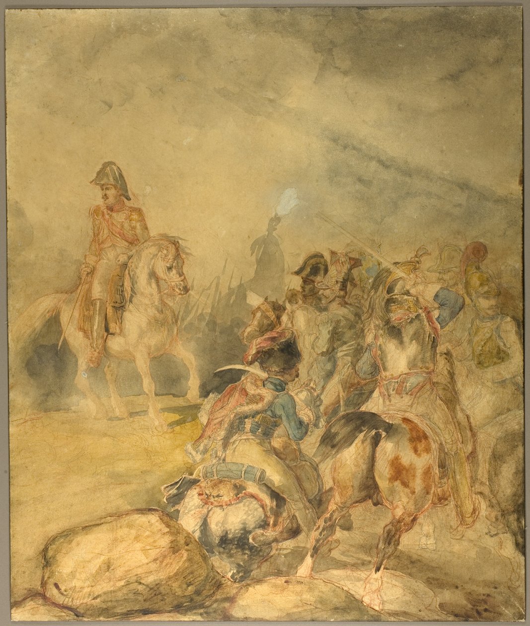 Generał Pierwszego Imperium wydaje kawalerii rozkaz do szarży autorstwa Jean Louis André Théodore Géricault