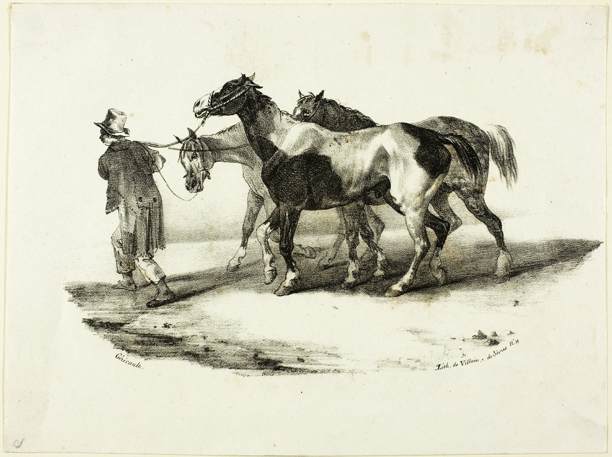 Konie prowadzone do chlewni autorstwa Jean Louis André Théodore Géricault