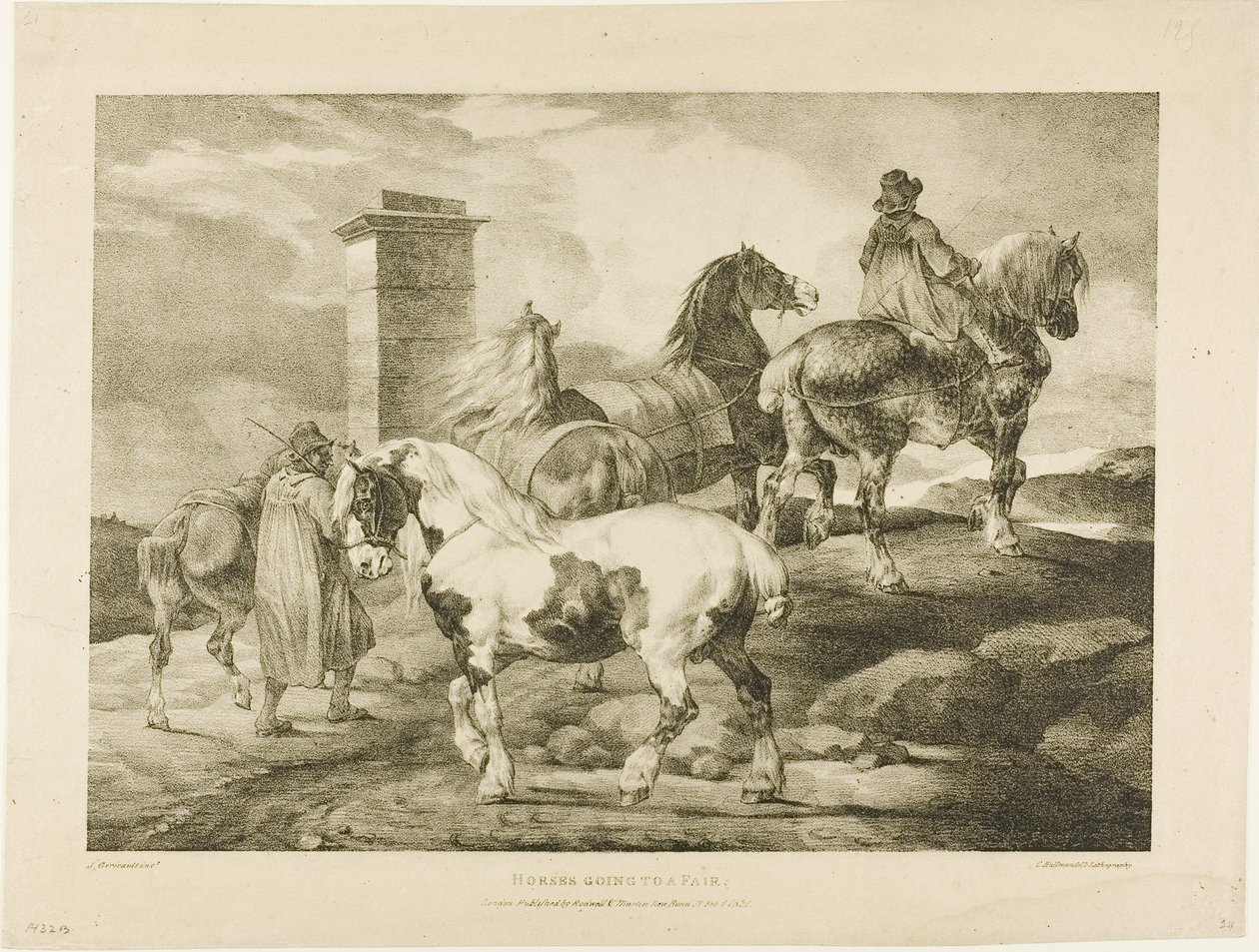 Konie idące na jarmark, płyta 3 z Różne tematy narysowane z życia na kamieniu autorstwa Jean Louis André Théodore Géricault