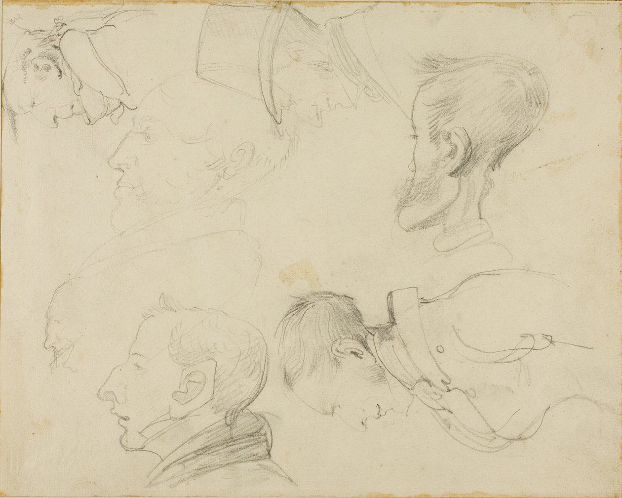 Siedem karykatur głów autorstwa Jean Louis André Théodore Géricault