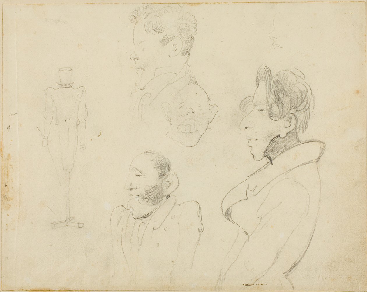 Arkusz karykatur autorstwa Jean Louis André Théodore Géricault