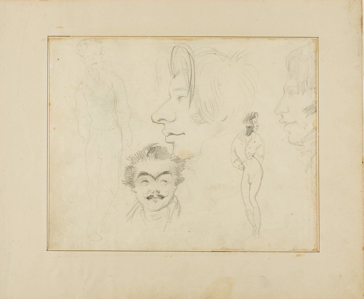 Arkusz karykatur autorstwa Jean Louis André Théodore Géricault