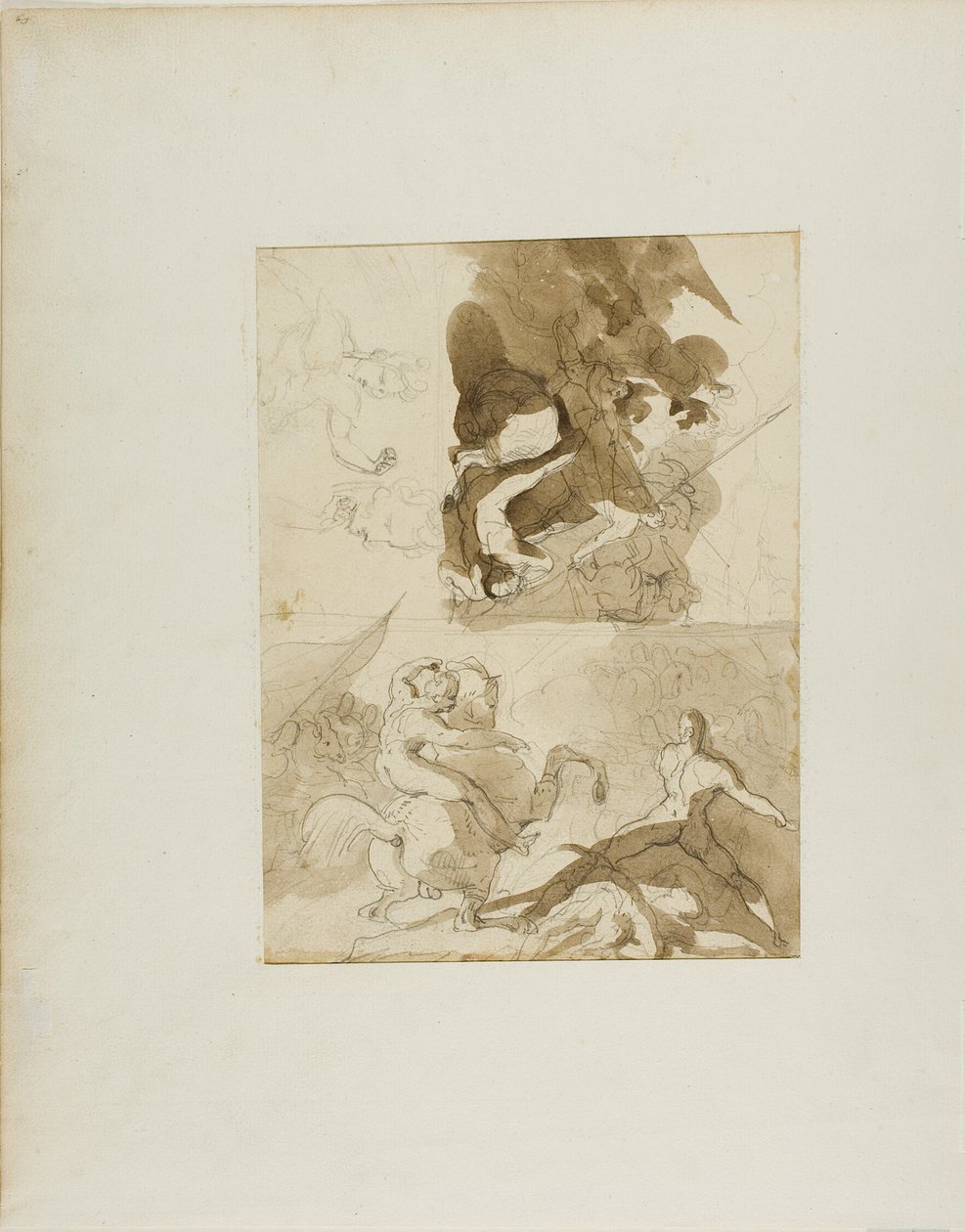 Szkice bitwy kawaleryjskiej autorstwa Jean Louis André Théodore Géricault