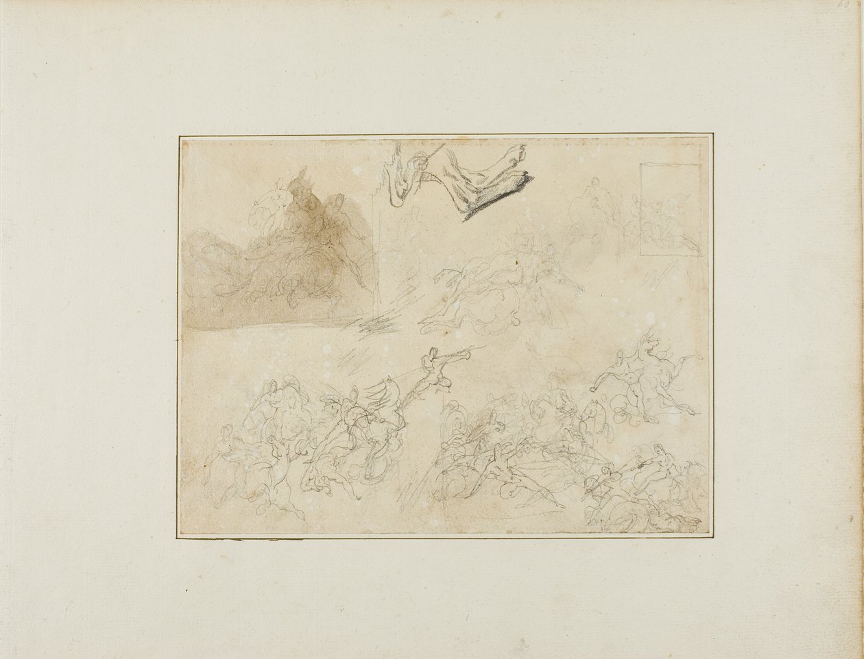 Szkice do bitwy kawaleryjskiej; tylne nogi psa autorstwa Jean Louis André Théodore Géricault