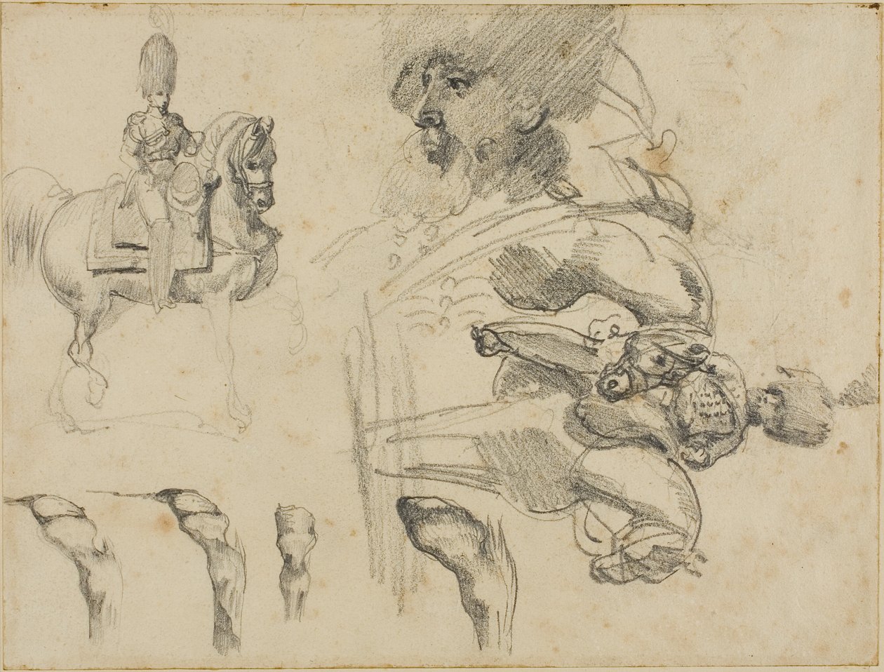 Szkice o koniach, żołnierzach i kopytach autorstwa Jean Louis André Théodore Géricault