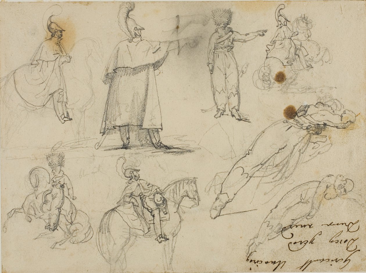 Szkice o żołnierzach i koniach autorstwa Jean Louis André Théodore Géricault