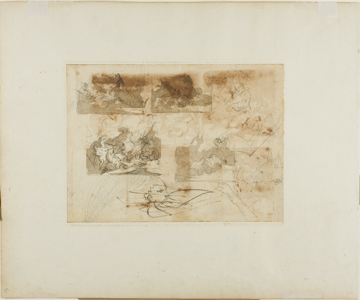 Szkice bitwy kawaleryjskiej, głowa i łapy charta autorstwa Jean Louis André Théodore Géricault