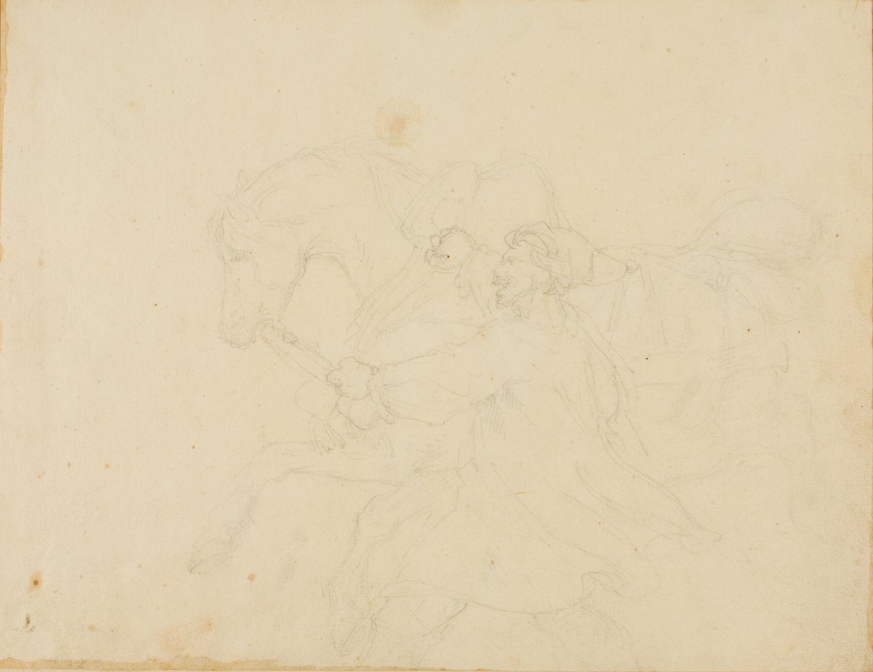 Stajenny biegnący obok konia pociągowego autorstwa Jean Louis André Théodore Géricault