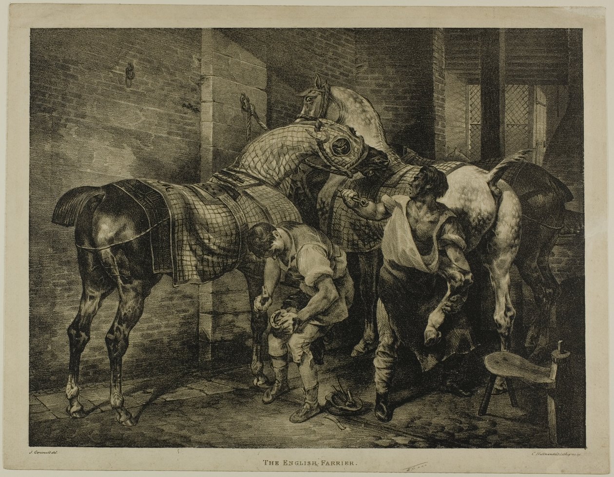 The English Farrier, płyta 10 z Różne tematy narysowane z życia na kamieniu autorstwa Jean Louis André Théodore Géricault