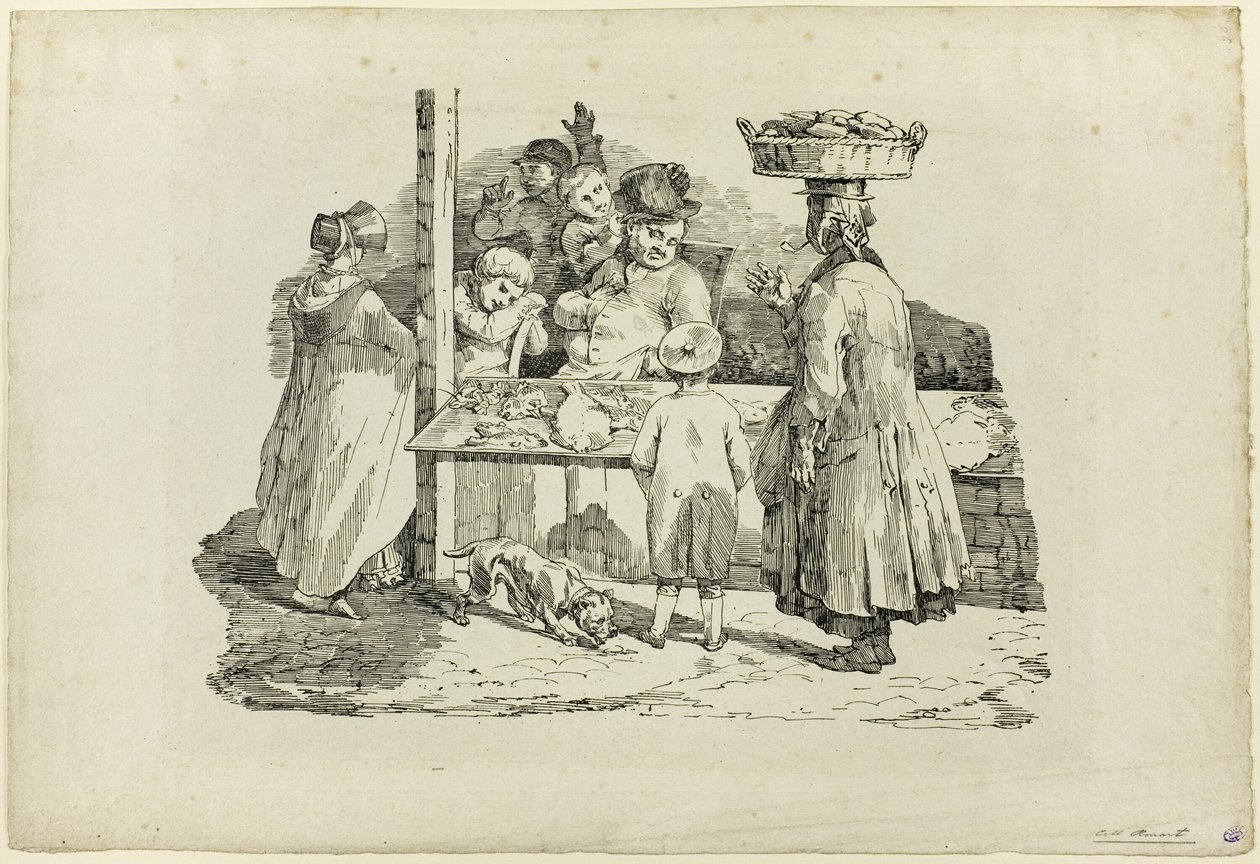 Śpiący sprzedawca ryb autorstwa Jean Louis André Théodore Géricault