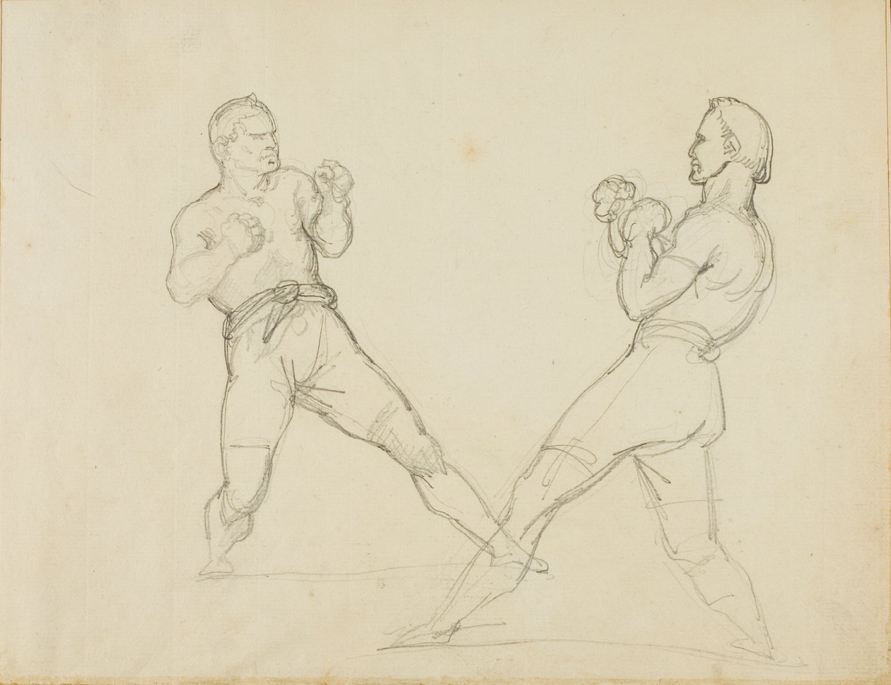 Sparing dwóch bokserów autorstwa Jean Louis André Théodore Géricault