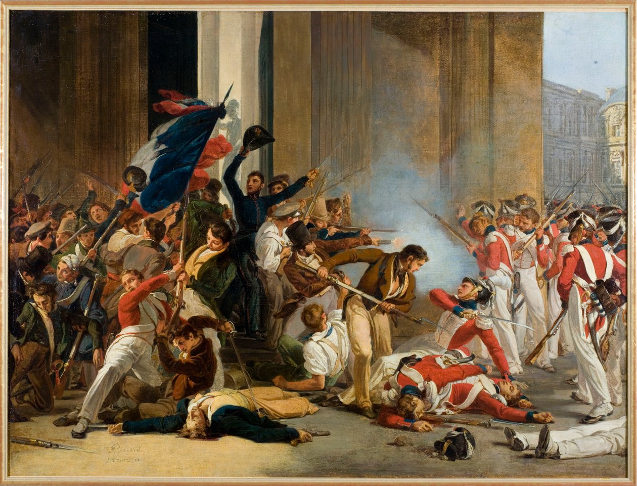 Francja: zdobycie Luwru, 29 lipca 1830 r.; masakra Gwardii Szwajcarskiej autorstwa Jean Louis Bezard