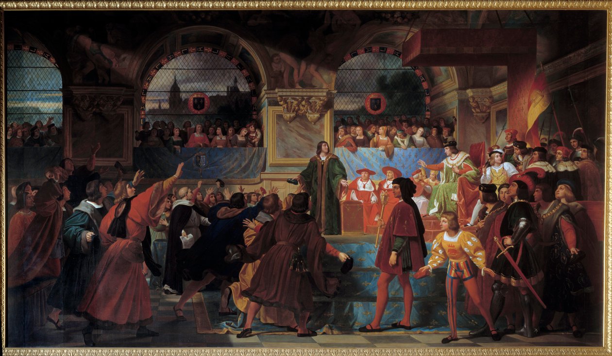 Król Ludwik XII proklamował ojca ludu Stanom Generalnym w Tours 14 maja 1506 roku. Tytuł ten nadano mu, ponieważ obniżył wielkość podatku płaconego przez pospólstwo. Obraz Jeana Louisa Bezarda (1799-1861) autorstwa Jean Louis Bezard
