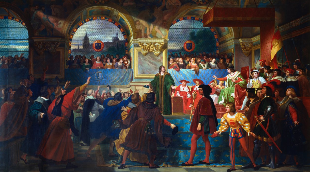 „Ludwik XII ogłoszony Ojcem Ludu w Stanach Generalnych w Tours, 1506”, c1819-c1861 autorstwa Jean Louis Bezard