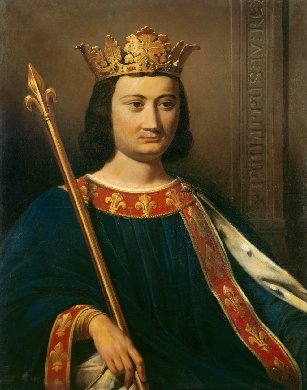 Portret Filipa IV Bela (1268 - 1314), króla Francji. Obraz Jean-Louis Bezarda (1799-1881). autorstwa Jean Louis Bezard