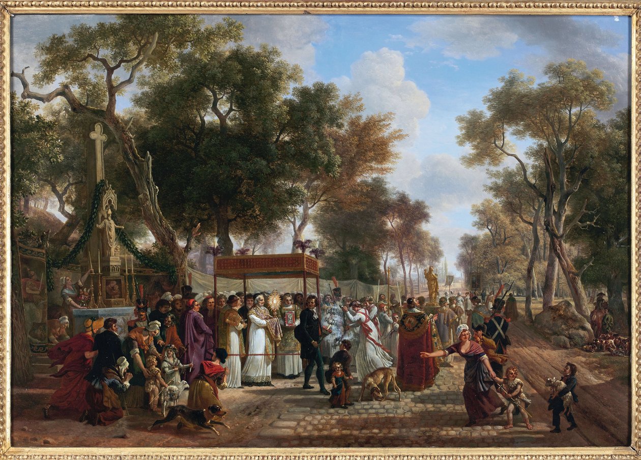 Procesja Bożego Ciała na wsi - Procesja Bożego Ciała na wsi, autorstwa Jean Louis Demarne (De Marne lub Demarnette) (ok. 1752-1829). Olej na drewnie. Rozmiar: 48x67cm. Prywatna kolekcja autorstwa Jean Louis Demarne