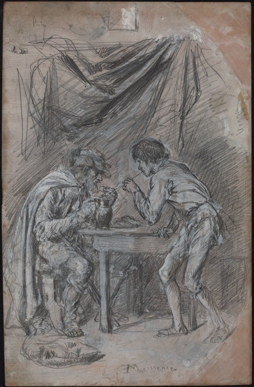 Lazarillo de Tormes kradnący napój niewidomemu autorstwa Jean Louis Ernest Meissonier