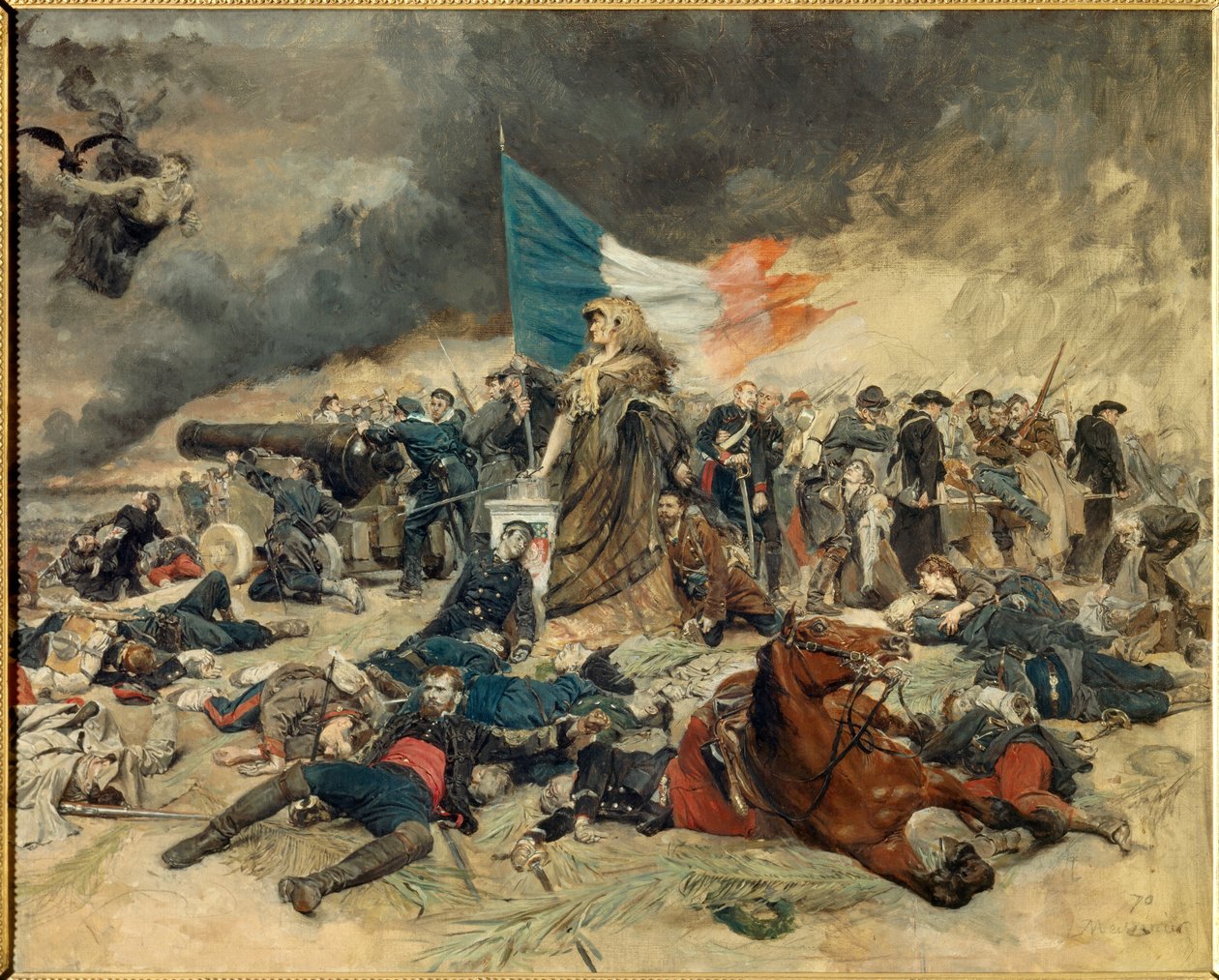 Le Siege de Paris (1870-1871), alegoria Paryża oblężonego przez Prusaków. Obraz Ernesta Meissoniera (1815-1891). 1871-1891. Wymiary 0,53 x 0,70 m Paryż, musee d