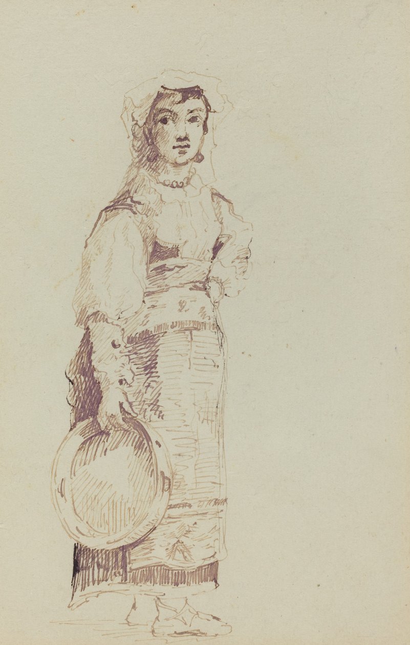 Kobieta z tamburynem (verso) autorstwa Jean-Louis Ernest Meissonier