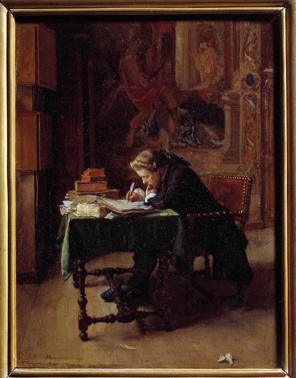 Młody mężczyzna piszący w swoim biurze Obraz Ernesta Meissoniera autorstwa Jean Louis Ernest Meissonier