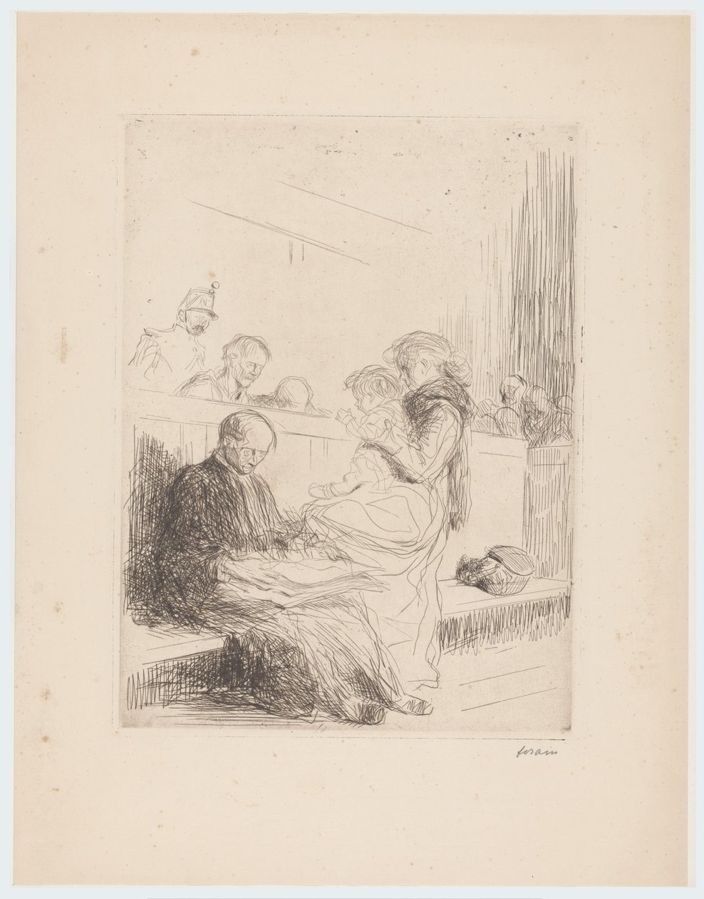 Prawnik z klientami w sądzie autorstwa Jean Louis Forain (signed by artist)